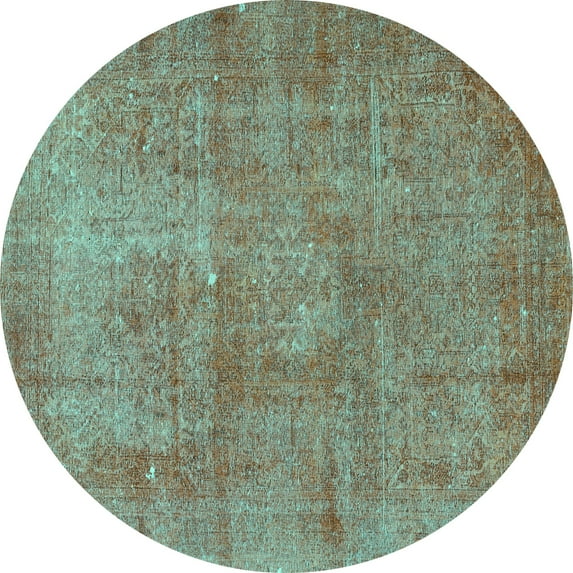 Ahgly Company Indoor Round Persian Turquoise Blue Traditional Area Rugs, 4' Round