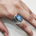 thumbnail image 3 of Labradorite Mans Ring, Natural Blue Fire Labradorite, Unisex Ring, Silver Jewelry, 925 Silver Ring, Birthday Gift, Heavy Men Ring, Arabic Design, Ottoman Style Ring, Christmas, Turkey Mens Signet Ring, 3 of 8
