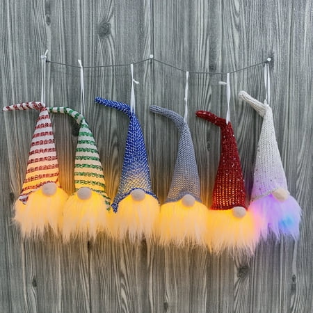 

Christmas Gnome Pendant Xmas Stocking with Light Storage Gift Bag Home Decor Gray Cloth Plastic