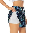thumbnail image 3 of Lsque Blue Butterfly Printed Women's Running Shorts with Liner Pockets,Elastic Quick Dry Workout Athletic Gym Yoga Shorts,Womens High Waist Shorts-Large, 3 of 9