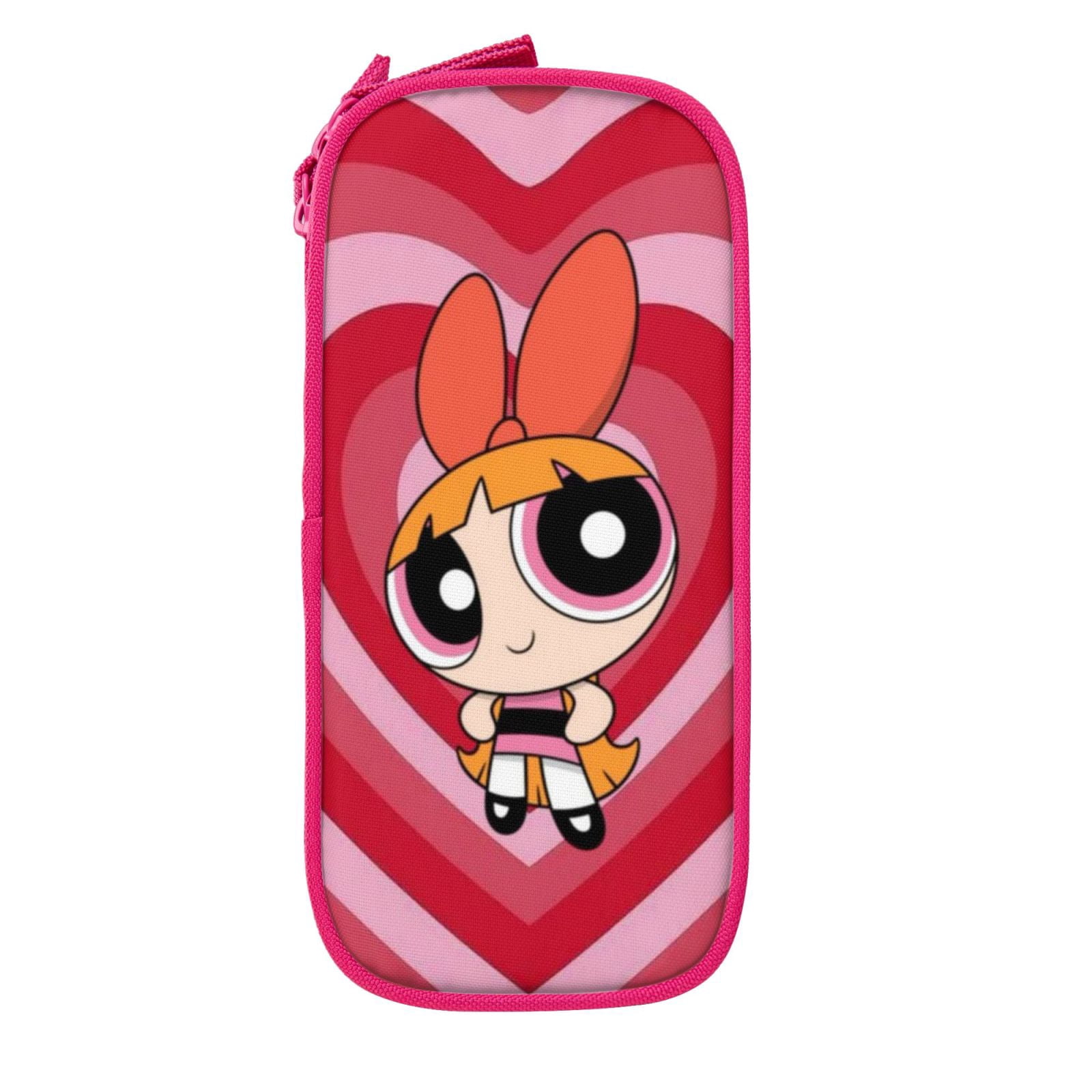 The Powerpuff Gi-rls Pencil Case Large Capacity Pencil Pouch Pen Bag Office Stationery Organizer Travel Makeup Bag Pink