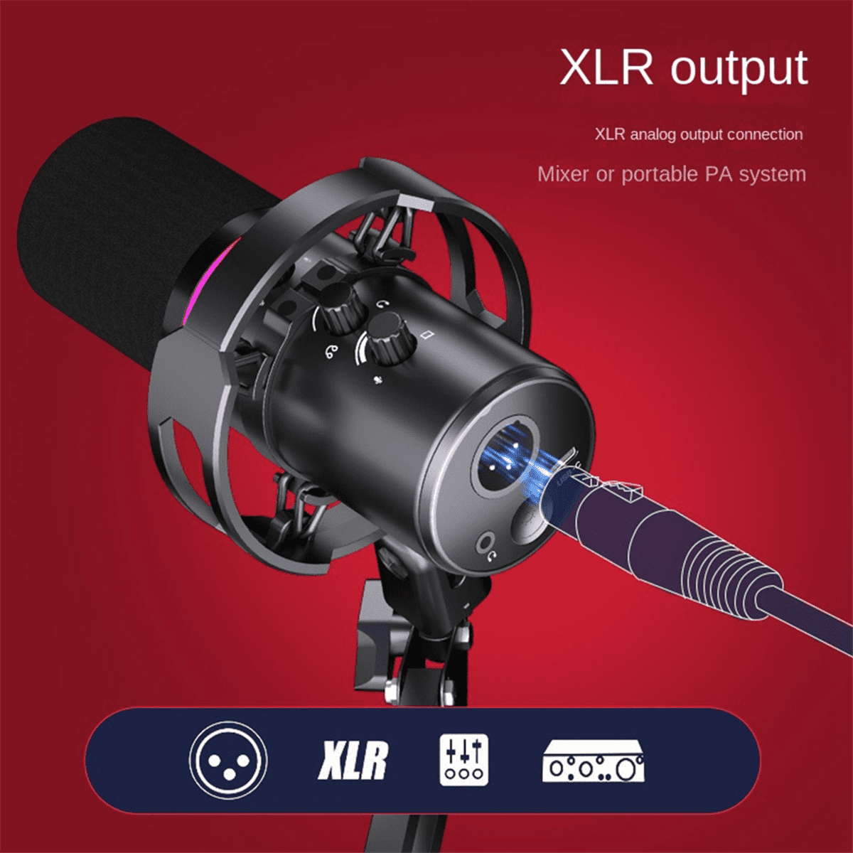 Dynamic Microphone XLR Connect 48V Sound Card Recording Douring and Singing Equipment USB Computer Game Live Microphone