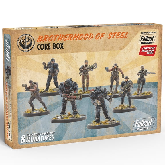 Fallout: Miniatures - Brotherhood of Steel: Core Box - 8 Figure Set, Multi-Part Plastic, Unpainted & Unassembled, Licensed Tabletop Skirmish Wargame
