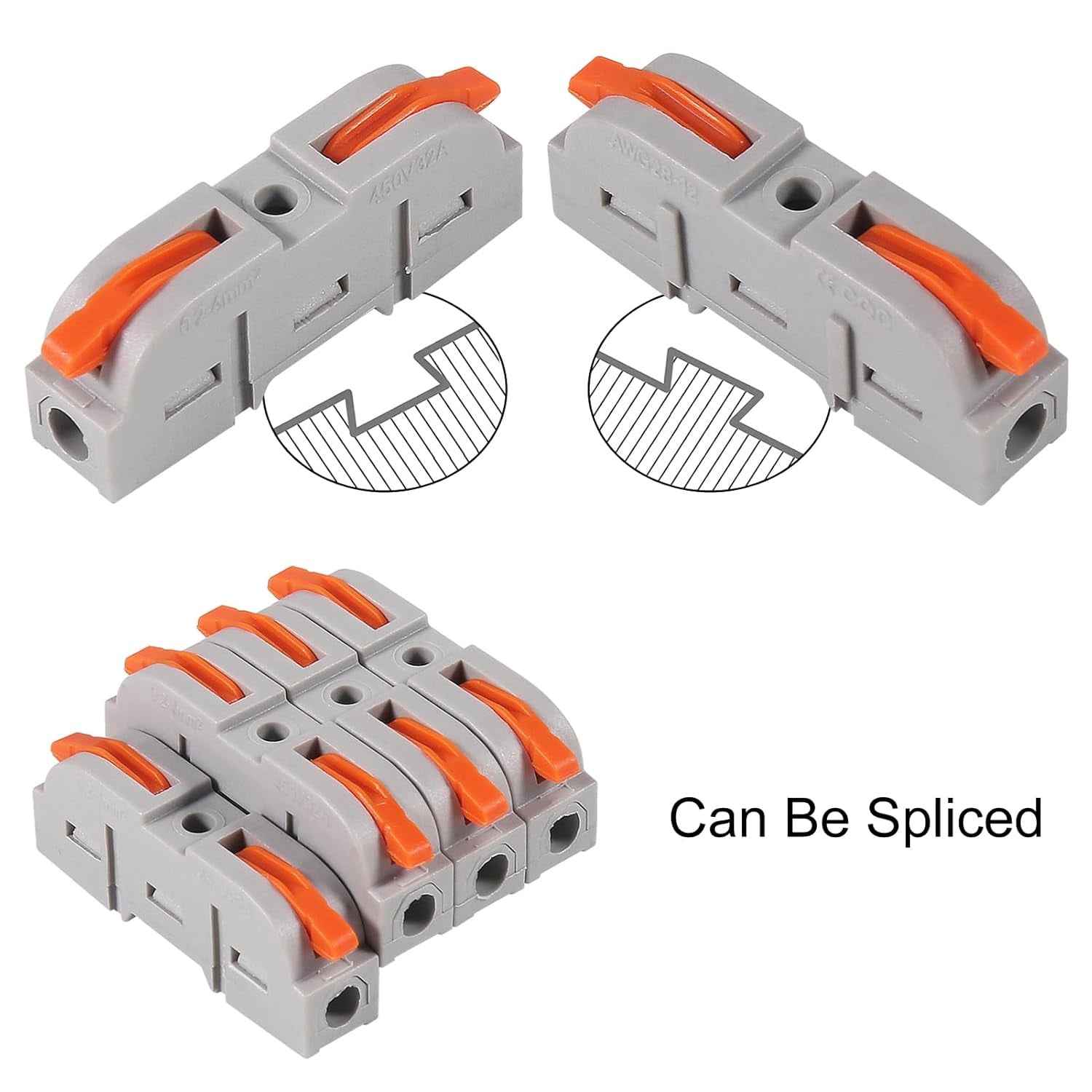 60 pieces of quick connect electrical terminal block kit lever type terminal block compact through type straight terminal 28-121 in 1 out insulated terminal for household terminal block connector