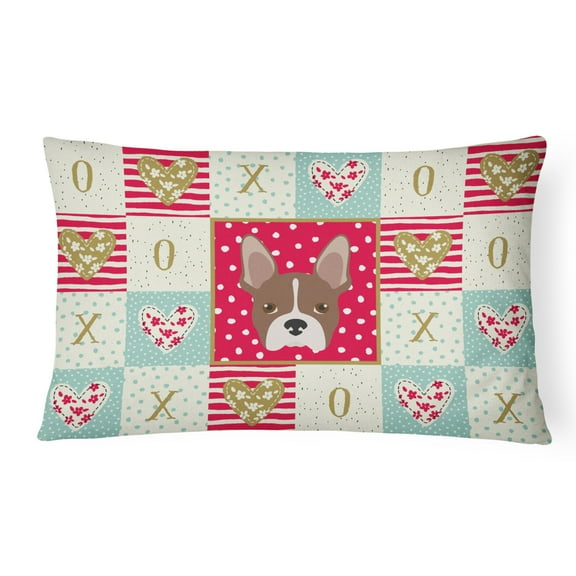 Caroline's Treasures CK5187PW1216 Boston Terrier Love Canvas Fabric Decorative Pillow, Red, 12H x16W, multicolor