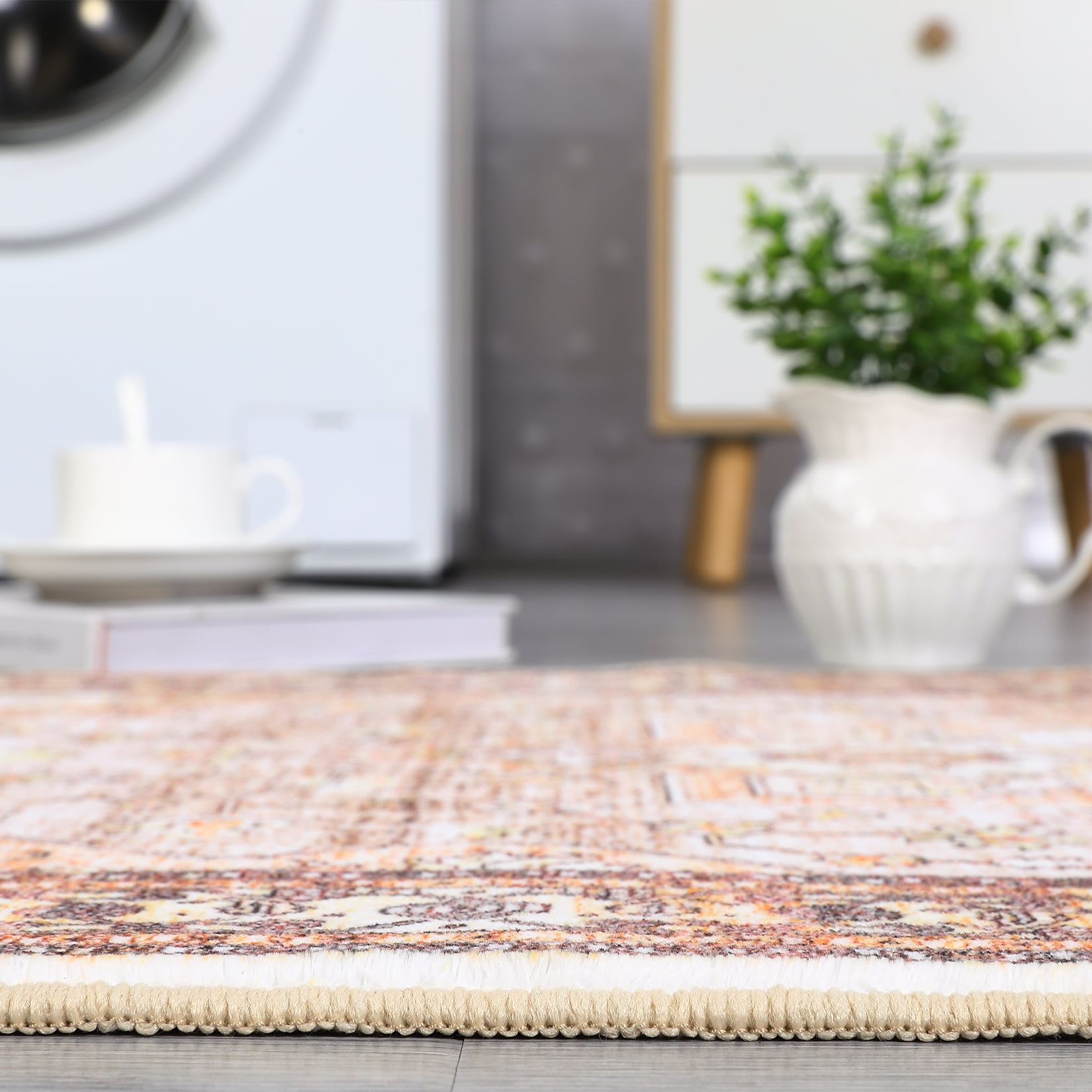HOMERRY Runner Rug 2' x 6' Bedroom Rug Boho Distressed Area Rug&nbsp;for Living Room, Rust Red