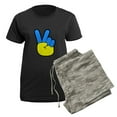thumbnail image 5 of CafePress - Ukrainian Flag Peace Sign Ukraine Native H Pajamas - Women's Short Sleeve Print T-Shirt and Pants Dark Cotton Pajama Set, 5 of 7