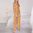thumbnail image 3 of Vsdgher Cute Fox Faces Pattern Pajamas Set Long Sleeve Sleepwear Womens Button Down Nightwear Pj Sets-Medium, 3 of 7