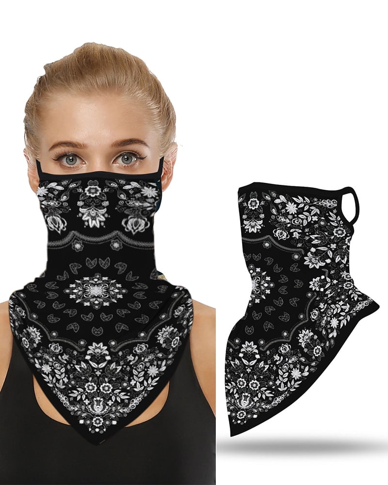 Skull Face Mask Neck Gaiter with Ear Loops Face Bandana Reusable