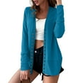 thumbnail image 2 of Pompotops Women Casual Slim Long Sleeve Solid Color Buttons Open Stitch Coat Outwear Top, 2 of 6