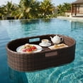thumbnail image 4 of Homall 25.59×15.75×7.1in Rattan Floating Pool Tray Wicker Serving Tray for Food Drinks Floats for Spas Pool Parties, Brown, 4 of 7