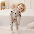 thumbnail image 6 of Baby Rompers Boy Baby Fall Winter Full Zip Footless Pajamas Cartoon Cat Bear Print Long Sleeve Zipper One Piece Jumpsuits Bodysuit Baby Bubble Romper Khaki 12 Months-18 Months, 6 of 7