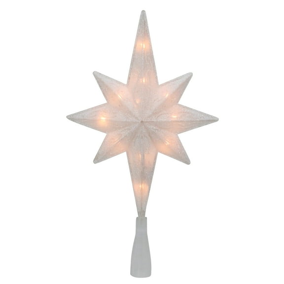 Northlight 11" Lighted Frosted Clear and Rose Gold Bethlehem Star Christmas Tree Topper - Clear