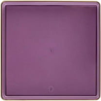 EcoQuality 7.75" inch Disposable Square Translucent Purple Plastic Plates with Gold Rim, China Like Party Plates, Heavy Duty Dessert Plate, Salads, Weddings, Baby Showers, Catering, Non Toxic (80)