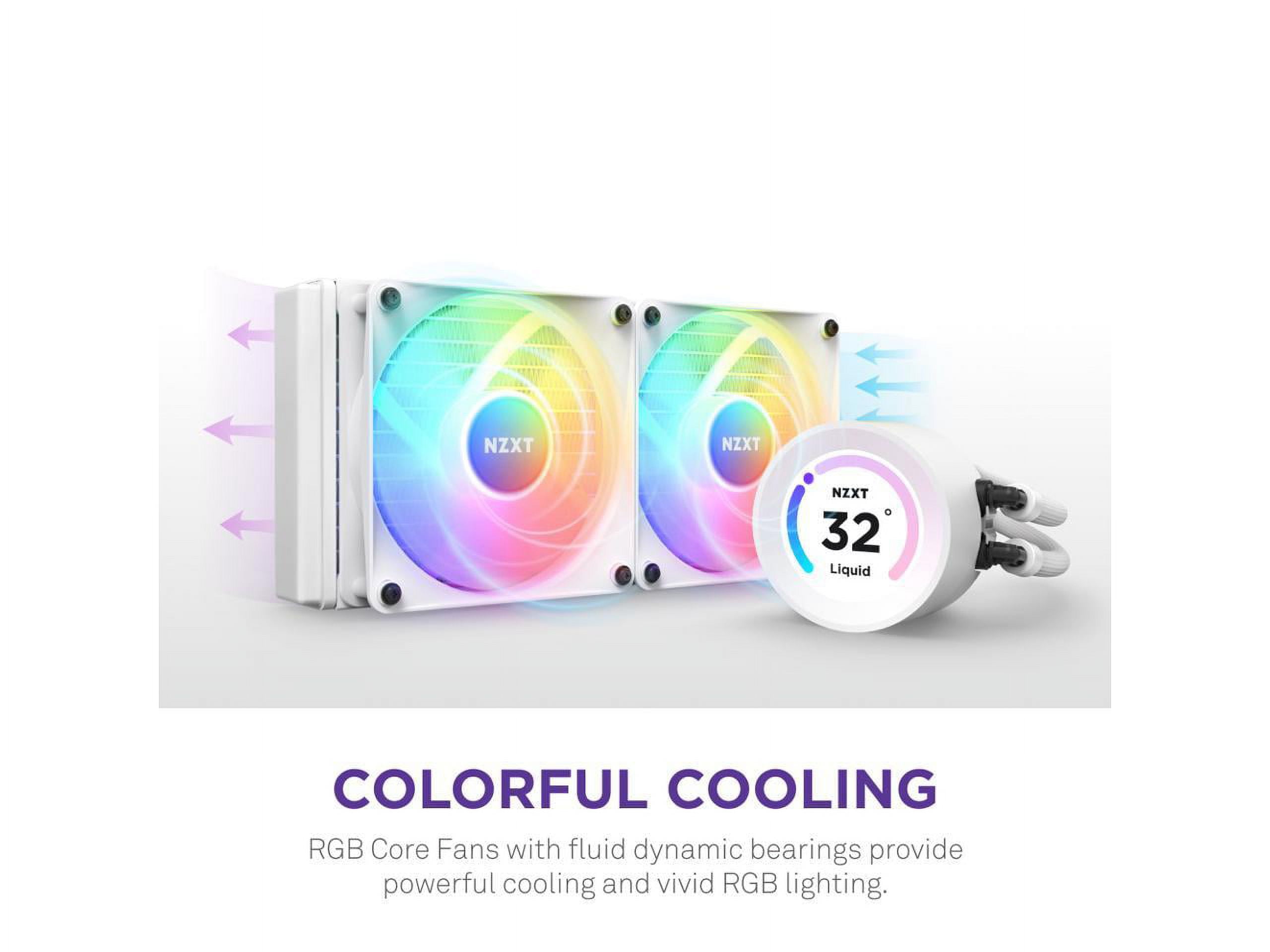 NZXT Kraken 240 120mm Fans + AIO 240mm Radiator Liquid Cooling System with  1.54 LCD display and RGB Fans White RL-KR240-W1 - Best Buy