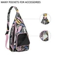 thumbnail image 3 of Boho Tropical Sling Backpack – Botanical Jungle Leaves & Monstera Print, Fashionable Multi-Functional Daypack, 3 of 4
