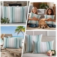 thumbnail image 5 of Teal Aqua Stripes Outdoor Waterproof Pillow Covers, Minimalist Abstract Vertical Lines Decorative Square Throw Pillowcase Sofa Cushion Sham for Patio/Couch/Chair, 18"x18" 2 Pack, 5 of 8