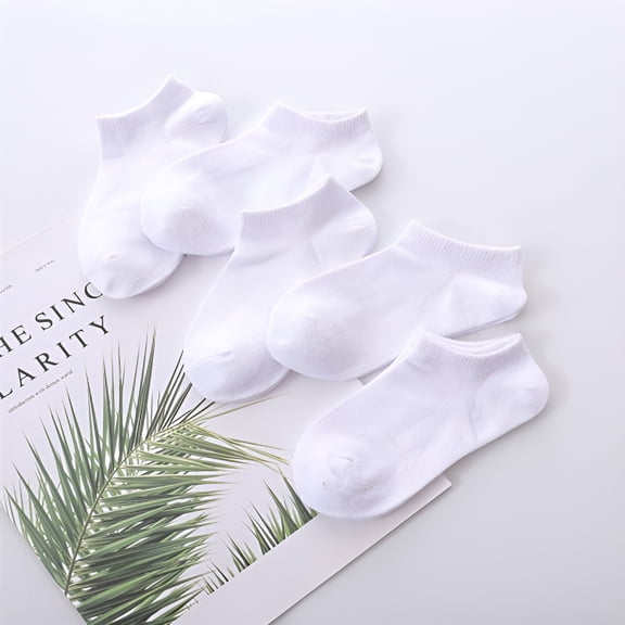 TELOLY 5Pairs/Lot Baby White Kid Socks Spring Style Solid Thin Soft Cotton Children For Boys Girls Sport Students Socks 2-12 Years Old WHITE 2-3T
