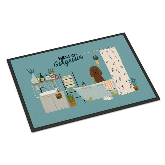 Irish Water Spaniel in Bathtub Indoor or Outdoor Mat 18x27 CK7485MAT