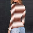 thumbnail image 6 of UPPADA Striped Long Sleeve Tops for Women Cute Crewneck Basic T Shirts Dressy Spring Fall Clothes Casual Lightweight Blouses Ladies Outfits Coffee,S, 6 of 9
