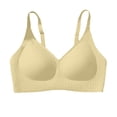 thumbnail image 4 of iHPH7 Seamless Padded Bra Jelly Bras for Women Bras for Women No Underwire Wireless Bras Supportive No Underwire Bras No Show Under Clothes Full Coverage Light Yellow XL, 4 of 5