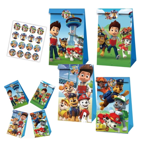 24 PCS Birthday Party Gift Bags Paw Dog Gift Bags Dog Party Bags Favor Bags Dog Theme Goodie Bags