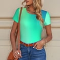 thumbnail image 6 of Gukieu blue green colors Print Women's Short Sleeve Bodysuit, Round Neck Snap-on Bodysuit, Suitable for Adult Women-X-Large, 6 of 7