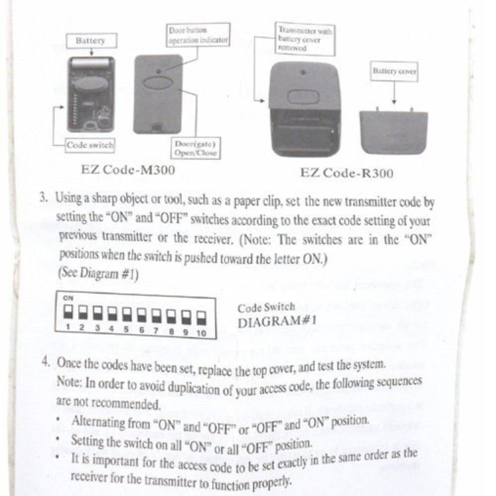 10 Digit Pins EZ Code Mini Remote Control Garage Door Gate Opener Transmitter 