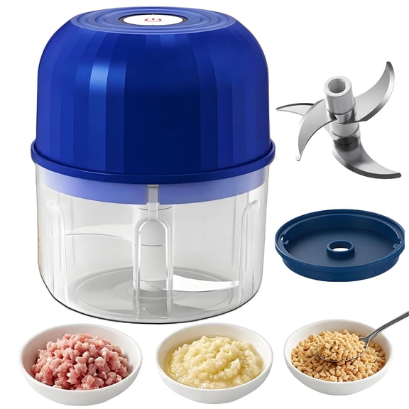 Electric Mini Food Chopper with Type-C Charging, 260ml Cordless Garlic Mincer and Onion Vegetable Cutter, Portable Food Processor for Baby Food