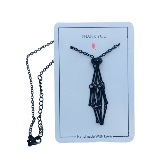 Crystal Stone Holder Necklace Adjustable Chain Mesh Pendant Necklaces Empty Crystal Cage Necklace Jewelry for Women Men