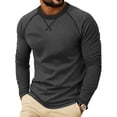 thumbnail image 2 of Rvasteizo Mens Crew Neck Tops Long Sleeve Crew Neck Base Layer Colorblock Top for Fall Winter Daily Wear XXL, 2 of 5