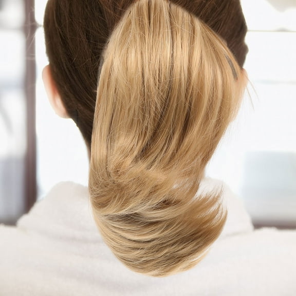 Yardwe Synthetic Clip in Ponytail Extension in Khaki with Curly Texture for Easy Wear