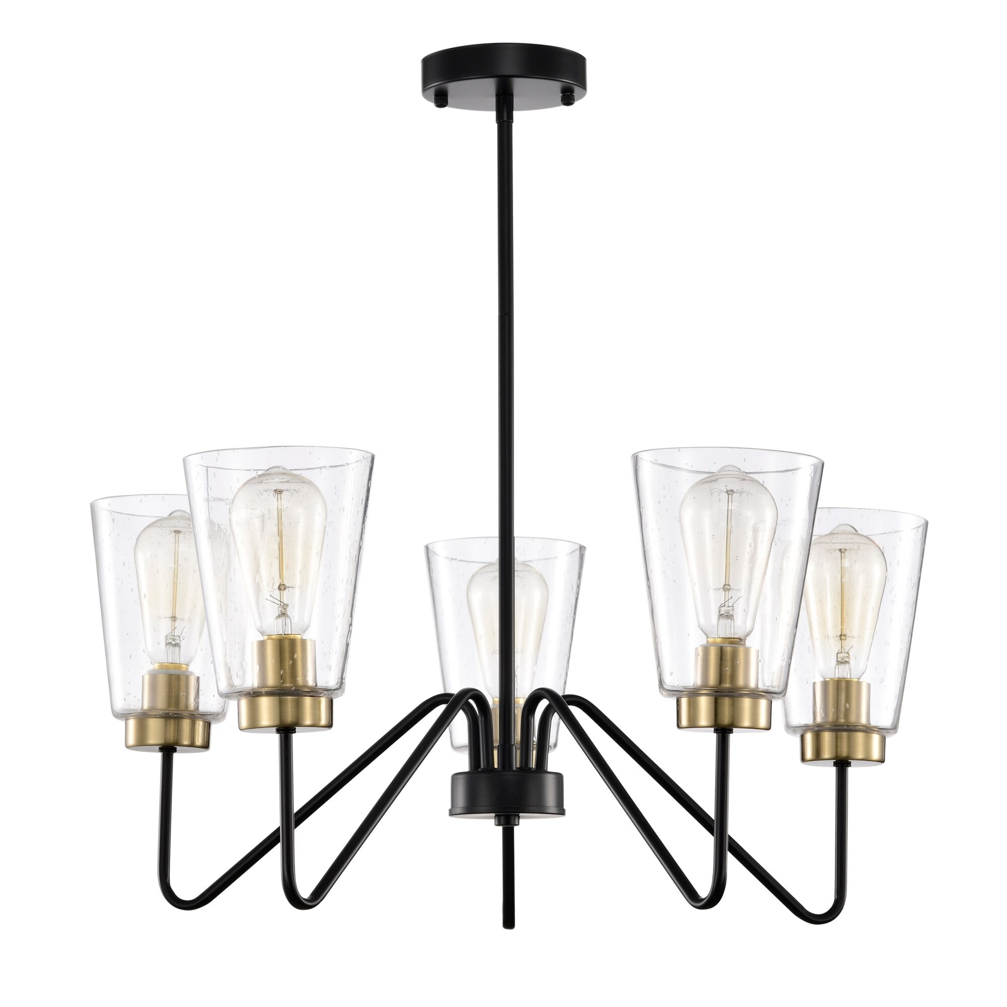 Kendrey 25.1 in. 5-Light Indoor Matte black and Brass Finish Chandelier with Light Kit