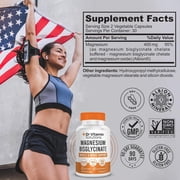 DR Vitamin Solutions Magnesium Bisglycinate 400mg Capsules, Chelated Magnesium for Muscle & Nerve Support, 60 Count
