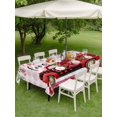 thumbnail image 3 of Outdoor Tablecloth with Umbrella Hole and Zipper, Valentine's Day Rectangle Table Cloth 60x102 Inch Waterproof Tablecloth, Red Truck Roses Love Leaves Pink Plaid Picnic Table Cover for Patio Camping, 3 of 7