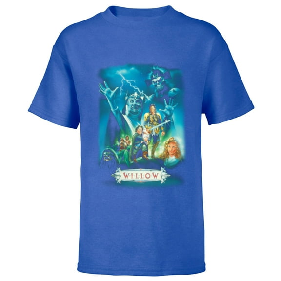 Lucasfilm Willow Illustrated Blue Movie Poster - Short Sleeve T-Shirt for Kids - Customized-Royal