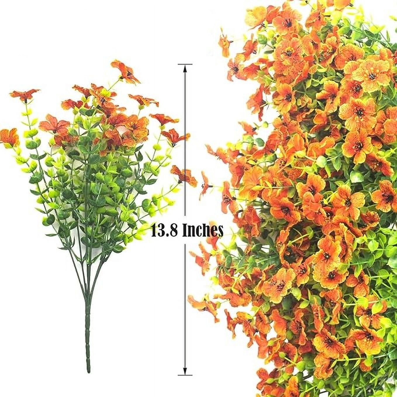 ZOELNIC Artificial Flowers Outdoor 6 Bunldes UV Resistant Fake Flowers No Fade Faux Plastic Plants for Garden Porch Window Box Decorating (Orange)