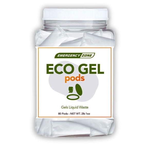 [80 Pods] Eco Gel Pods Porta-a-Potty Chemicals | Quick Poo Gel Solidification for Hassle-Free Waste Disposal While Camping, Hiking and Traveling