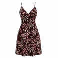 thumbnail image 7 of Women's Spaghetti Strap Summer Floral Vacation Dress, Boho V Neck Sleeveless Swing Wedding Guest Beach Dresses, 7 of 7
