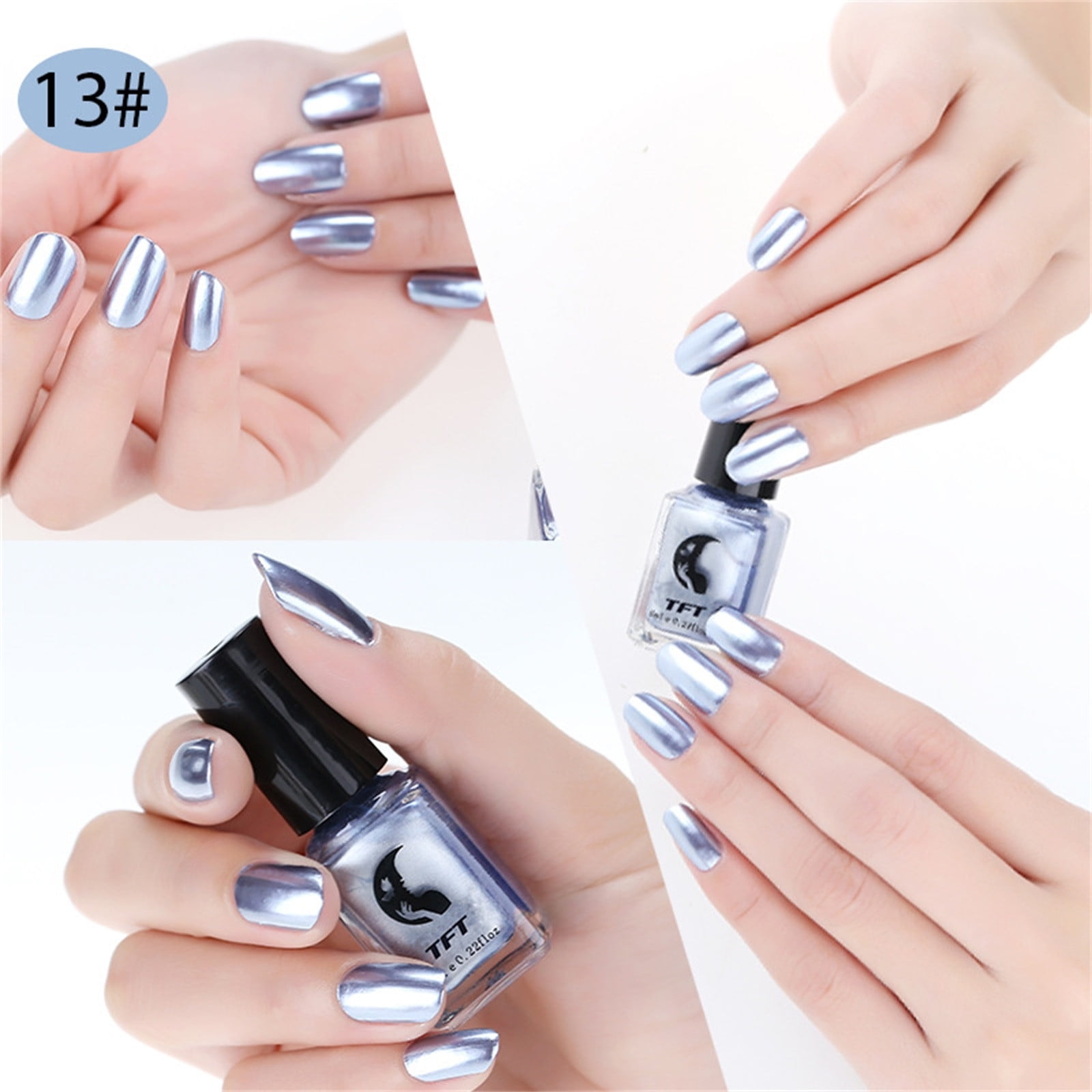Juebong TFT Metallic Stainless Steel Mirror Silver Nail Polish 17 Colors  6ML, Multicolor 