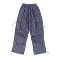 thumbnail image 2 of Girls Pants Size 10-12 Girl Cargo Pants Girls Parachute Cargo Pants Elastic High Waist Wide Leg Jogger Streetwear Kids Pants Y2K Casual Loose Trousers, 2 of 4