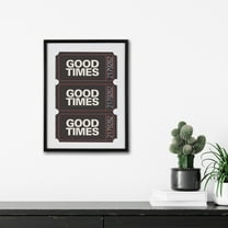 Kate and Laurel Preppy Retro Positive Quote Good Times Ticket Framed Wall Art by The Creative Bunch Studio, 12x16 Black, Movie Theater Ticket Art for Wall