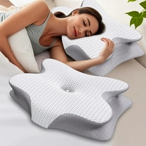 Cervical Neck Pillow for Sleeping, Ergonomic Side Sleeper Pillow for Neck Support, Odorless Orthopedic Contour Memory Foam Pillows for Back Stomach Sleepers with Pillowcase