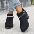 thumbnail image 5 of Taqqpue Women's Boots, Women's Fashionable And Casual Versatile Cool Solid Color Heel Rhinestone Eye-Catching Fall And Winter Style Comfortable Low Heel Thick Heel Short Boots for Women, 5 of 7