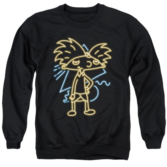Hey Arnold Neon Unisex Adult Crewneck Sweatshirt (Small) Black
