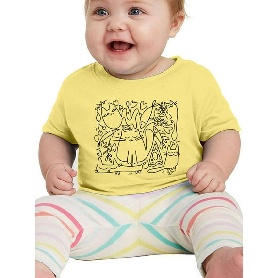 Set Of Cats And Doodles T-Shirt Infant -Image by Shutterstock, 6 Months