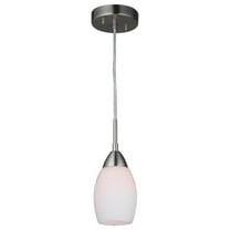 Woodbridge Lighting Venezia 1-light Glass Mini Pendant in Satin Nickel/Opal