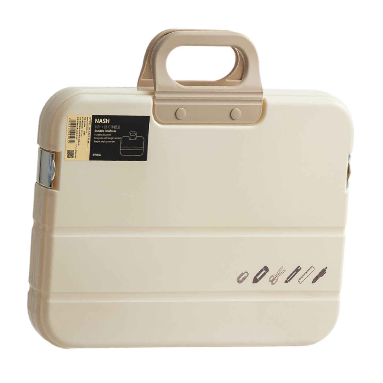 MAGIDEAL Portable files Organizer A4 Document Box Multipurpose Accessories with Snaps Cream Color