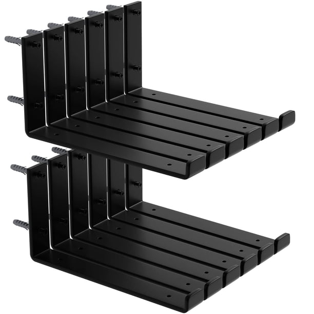 Soporte de estantería ISOKER, paquete de 12 unidades, 11,25 x 6 x 1,5 cm, hierro y metal negro