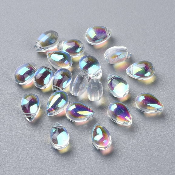 200pc Transparent Glass Beads Top Drilled Beads Teardrop Clear AB 9x6x5mm Hole: 1mm